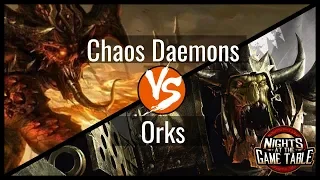 Kingslayer: Renegade Knights Chaos Daemons Vs. Morkanaut Orks 40K Battle Report