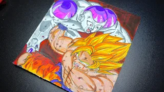 How to Draw Goku VS Frieza From     Dragonball Z | Step by Step Drawing