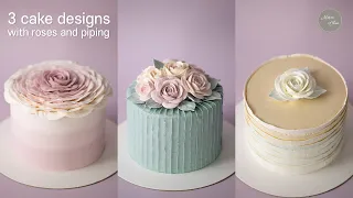 장미와 파이핑으로 완성하는 케이크 디자인 3가지, 3 cake designs with roses and piping