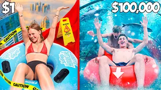 $1 vs $100,000 Water Park !