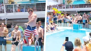 A PAINFUL cruise ship belly flop competition...