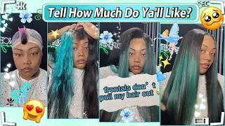 🐳Green Peekaboo Hairstyle: Middle Part Quick Weave w/Leave Out! #Viral Trends Ft.#ELFINHAIR Review