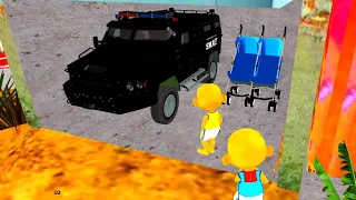 Upin & ipin coba Aksi Mobil Polisi SWAT dan Kereta Dorong Lucu 🤣 Dunia Oyya