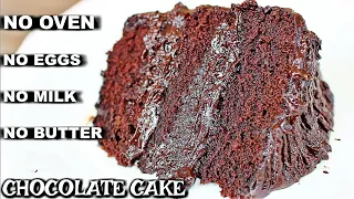 SUPER MOIST CHOCOLATE CAKE!  NO Oven - No Eggs - Easy Chocolate Cake Recipe
