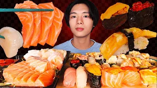 ASMR 日多郎 壽司刺身🍣 SALMON SUSHI + SASHIMI 🍣 邪惡焦糖系列壽司 (Eating Sound) | MAR ASMR