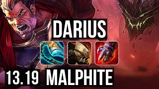 DARIUS vs MALPHITE (TOP) | Rank 3 Darius, Quadra, 1100+ games, 1.3M mastery | TR Challenger | 13.19