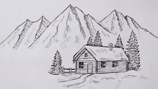 How to draw a landscape easy | Simple drawings