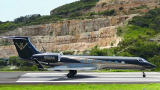 Black & Stylish Gulfstream G550 N550EW departure from Antigua