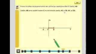 Střed úsečky, kolmice - konstrukce pomocí kružítka, Geometrie pro 4.ročník, str. 39, úvod A