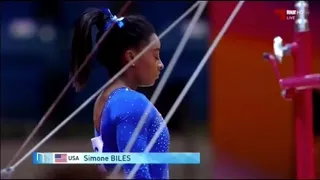 Simone Biles bars qualification Doha 2018