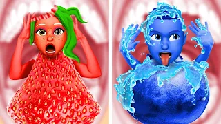 ROT vs BLAU - NUR EINE FARBE ESSEN Challenge | Squid Game Probleme von La La Emoji