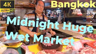 [4K] Bangkok Street Food - Midnight Huge Wet Market in Thailand 2023 - Samrong Market