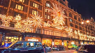London Harrods Christmas Lights & Windows Dior Gingerbread House ✨ Knightsbridge 2022 ✨ 4K 60FPS
