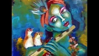 Birds singing with Krishna acrylic speed painting demonstration by ARTYSHILS