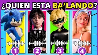 🔈¡Adivina quién BAILA #1| 💃🏻🕺🏼 Mario | Merlina | Sonic | Barbie 🍄🎶 #booquiz #trivia