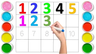 1 to 10 counting numbers // handwriting number // toodles learning number // colour name and 12345