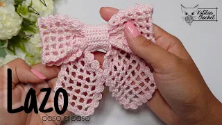 Lo coquette esta de moda!! 🎀Hermoso lazo a crochet 🎀 paso a paso #coquette #crochet