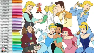 Disney Princess Coloring Book Compilation Cinderella Prince Charming Lady Tremaine Jasmine Ariel Gus