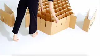 Das Bett 2.0 aus nachhaltiger Wellpappe von ROOM IN A BOX | Auf- und Umbau