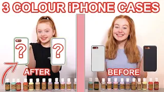 TWIN TELEPATHY 3 COLOR CUSTOM PAINTING PHONE CASES *DIY Phone Art Makeover Challenge Ruby and Raylee