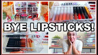 MAKEUP COLLECTION DECLUTTER || LIPSTICKS, LIPGLOSSES, LIP LINERS AND MORE || THIS WAS HARD!!! ||