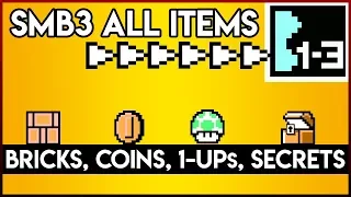 Super Mario Bros. 3 ALL coins/bricks/enemies/secrets/1ups on level 1-3