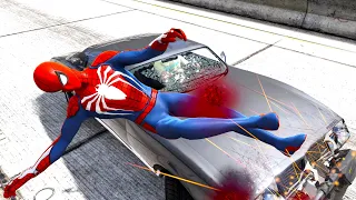 GTA 5 Spiderman No Seatbelt Car/Motorcycle Crashes - Ragdolls Compilation #13 (Euphoria physics)