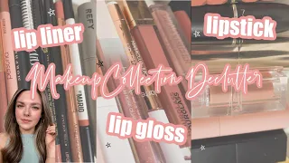 Decluttering My Makeup Collection! All My Lip Products! Lipstick, Lip Liner, Lip Gloss Declutter! ✨