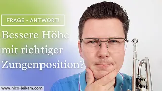 Which tongue position for high notes? | What does the tongue do when playing the trumpet? | Practice