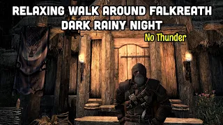 Skyrim - Relaxing Walk Around Falkreath Rainy Night, No Thunder 8 Hours Rain Sounds Skyrim Ambience.