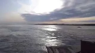 Паром на Лене у Покровска. Катер БМК-130. Ferry on Lena river near Pokrovsk. BMK-130 motor boat