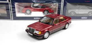 Timeless Elegance: Mercedes-Benz 500 E W124 1:18 Norev Dealer Edition Review B66040699 Almandine Red