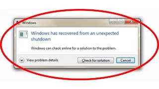 windows has recovered from an unexpected shutdown - blue screen