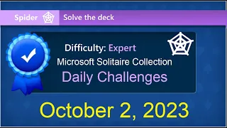 Microsoft Solitaire Collection: Spider - Expert - October 2, 2023