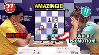 Magnus UNDERPROMOTES To KNIGHT And SHOCKS Vishy Anand!!😱|| Global Chess League🏆