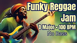 Backing Track For Bass 🎸 D Major 🎼 Funky Reggae Jam 🌞 100 BPM