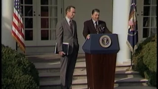 President Reagan and Vice President Bush in the Rose Garden on November 3, 1982