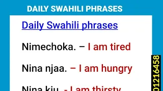 Daily Swahili phrases...Speak like a native