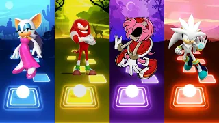 Rouge Girl 🆚 Knuckles Sonic 🆚 Amy Exe 🆚 Silver Sonic | Sonic Team Tiles Hop EDM Rush