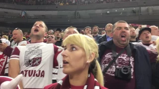 Latvia - Denmark 3:0, national anthem performed by Latvian fans