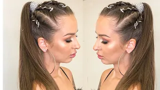 СТИЛЬНАЯ ПРИЧЕСКА С ПЛЕТЕНИЕМ | FASHION хвост с фурнитурой | Ariana Grande Hairstyle