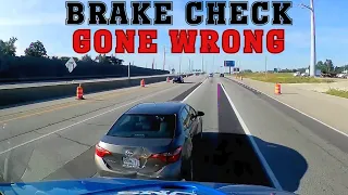 BRAKE CHECK GONE WRONG. Police Justice & Instant Karma. Insurance Scams.