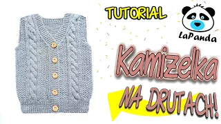 KNITTED BABY VEST WITH CABLE   *HOW TO MAKE* *TUTORIAL*DIY * step by step - LaPanda [#1]