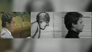 Ted Bundy trial news clip Sketch Mugshot profile/Bite mark/Nita Neary