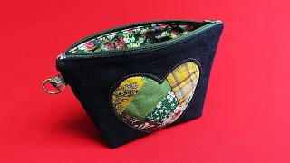 DIY 이것을 만들어 친구에게 선물하니 무척 좋아 합니다!/Make this and give it to my friend. she is so happy/heart pouch