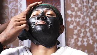 relax your MIND watching a SLOW BLACK MASK application with FACE MASSAGE