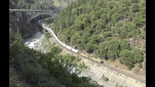 4K: LOTS OF TRAINS IN THE FEATHER RIVER CANYON 5-24-19