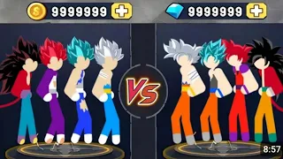 Stickman warrior Vegeta 4 forms vs Goku 4 forms