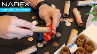Nadex Assorted Preformed Crimped End Coin Roll Wrappers with Color Coded Coin Wrapper Crimping Tool