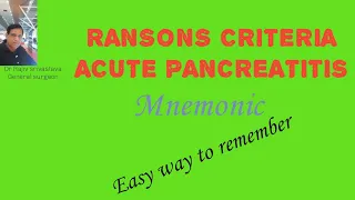 Ransons criteria-Mnemonic. Acute pancreatitis